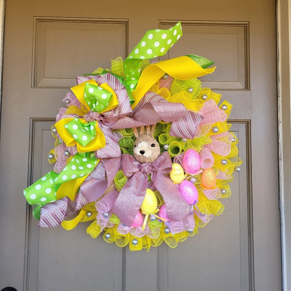 New Handmade Easter Wreath 25 Inches Easter Bunny Wreath